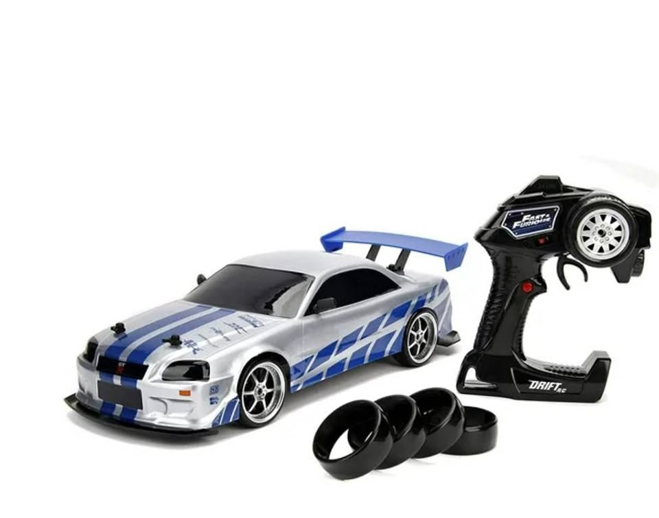 Jada 99701 Toys Fast & Furious Brian's Nissan Skyline GT-R (BN34) Drift Power Slide RC Radio Remote