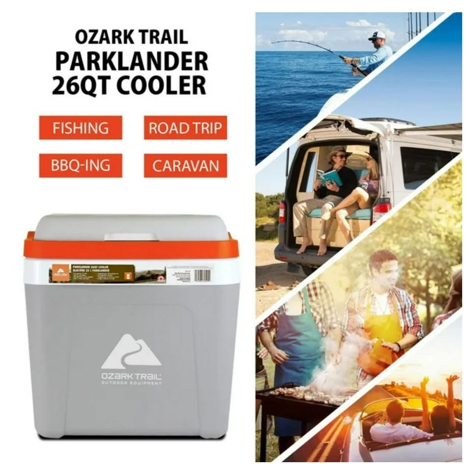 Ozark Trail 26 Quart Thermoelectric Cooler, Portable Travel chest Cooler, Highline 12V Iceless 30