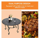 35.5 in. Black Metal Patio Outdoor Wood Burning Fire Pit Table Multifunctional Dining Table