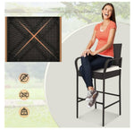 2-Piece Black Wicker Counter Height Cushioned Patio Barstools