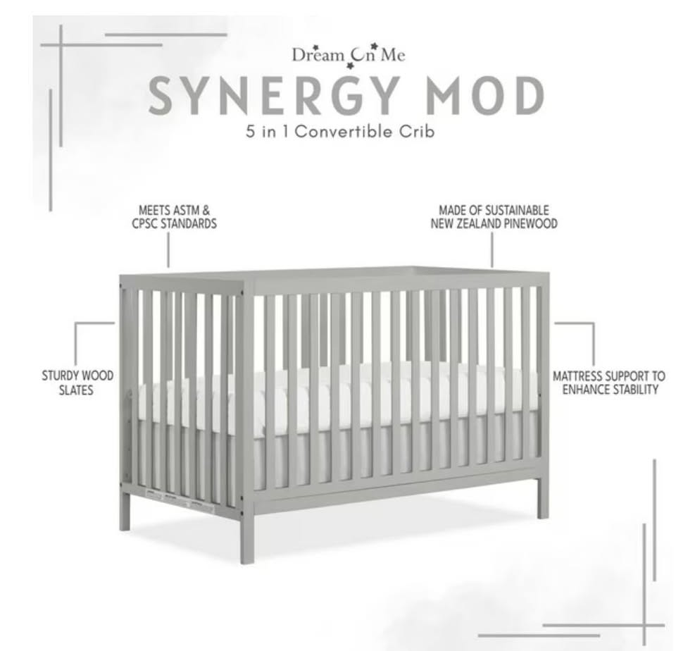Dream On Me Synergy MOD Crib, Made with Sustainable New Zealand Pinewood