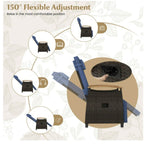 1 Piece Wicker Patio Recliner Chair with Flip-Up Footrest and Adjustable Backrest, Navy Blue