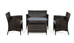 4PCS Rattan Patio Furniture Set Cushioned Sofa Chair Coffee Table Garden Grey
