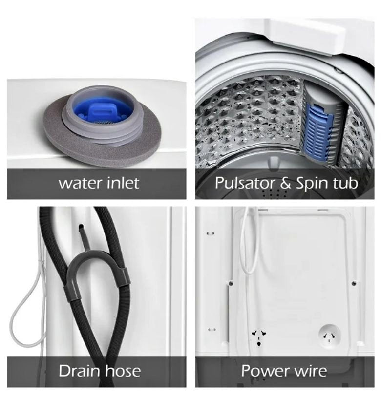 Portable Compact -Automatic Laundry Wash Machine Washer Spinner W/ Drain Pump 7.7 lbs Load Capacity