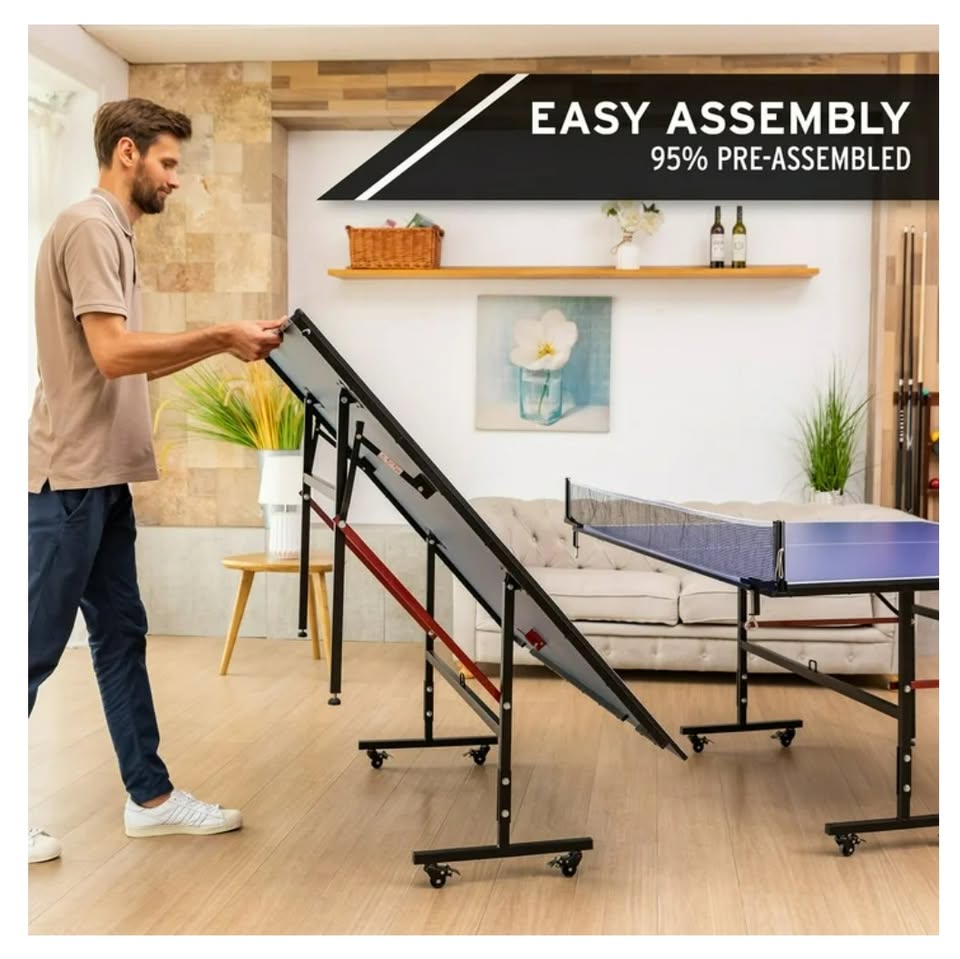 HEAD Collapsable Ping Pong Table with Net, 108 x 60 x 30 inches, Blue