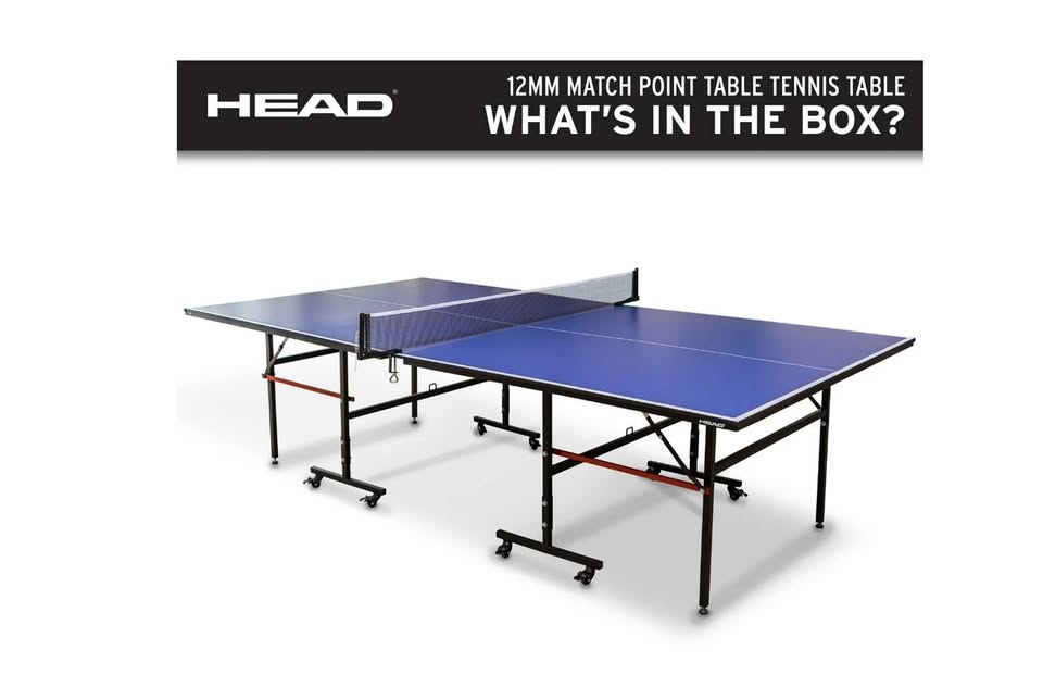 HEAD Collapsable Ping Pong Table with Net, 108 x 60 x 30 inches, Blue