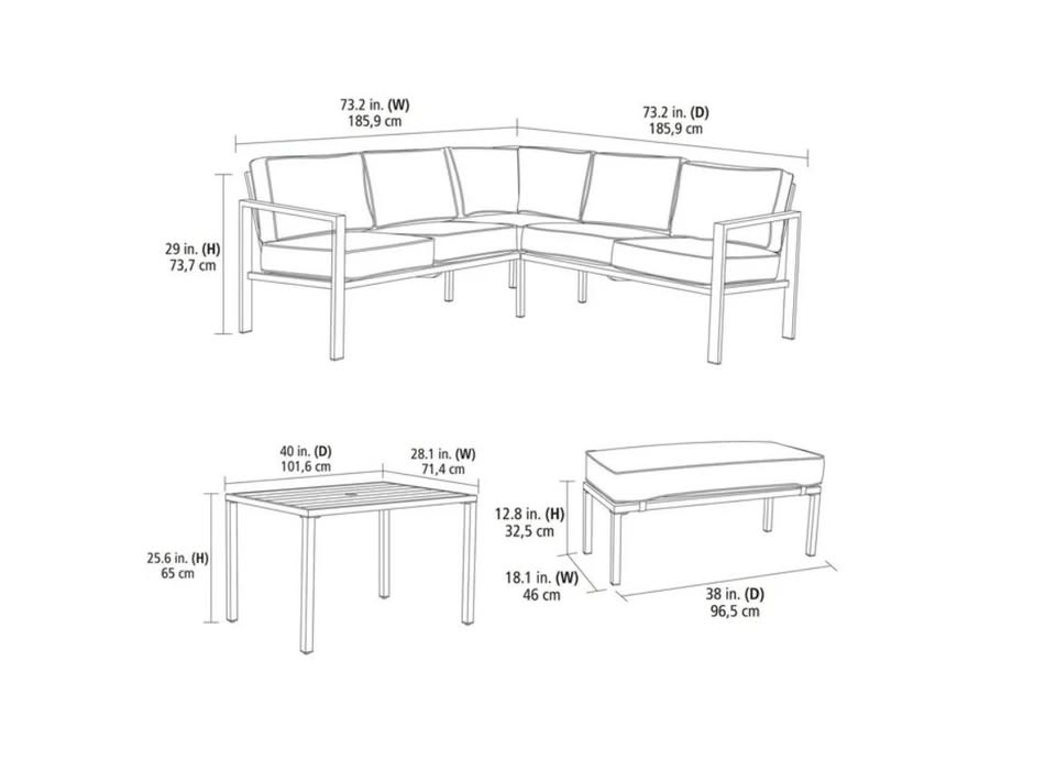 Mainstays Cobble Hill 3-Piece Patio Sectional Set - Grey, Comfortable chaise loungers