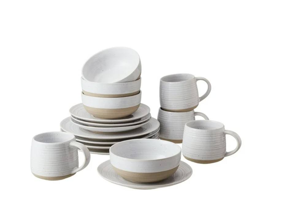 Better Homes & Gardens White Ceramic Dinnerware Set, 16 piece, Ceramic