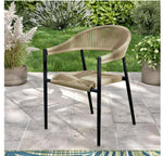 Mainstays Patio Curved Back Wicker Stacking Chair - Yellow, Handwoven wicker