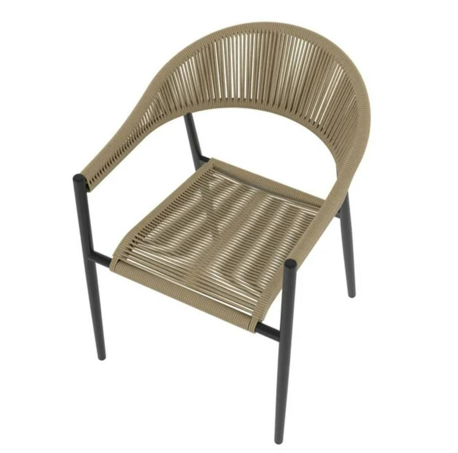 Mainstays Patio Curved Back Wicker Stacking Chair - Yellow, Handwoven wicker