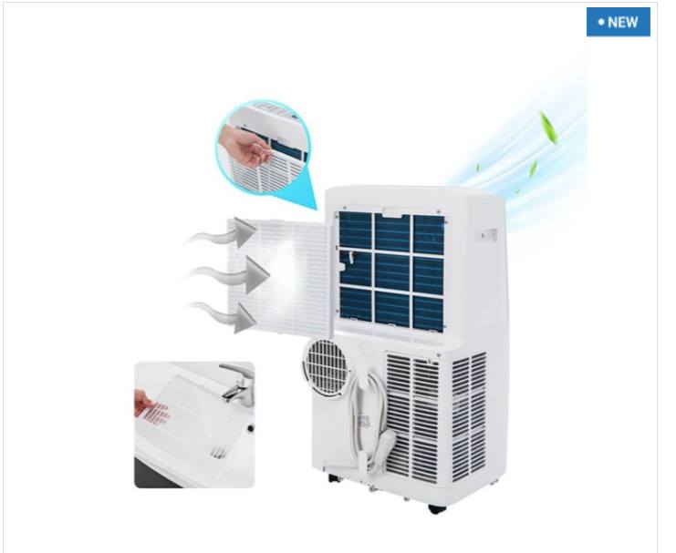 Portable air conditioner with features highlighted