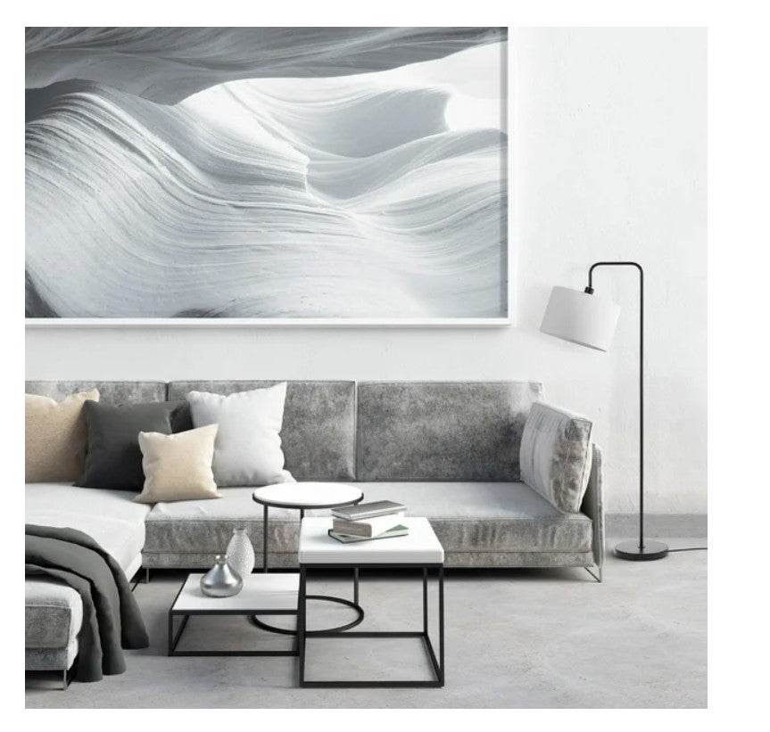 Living room with a gray sofa.