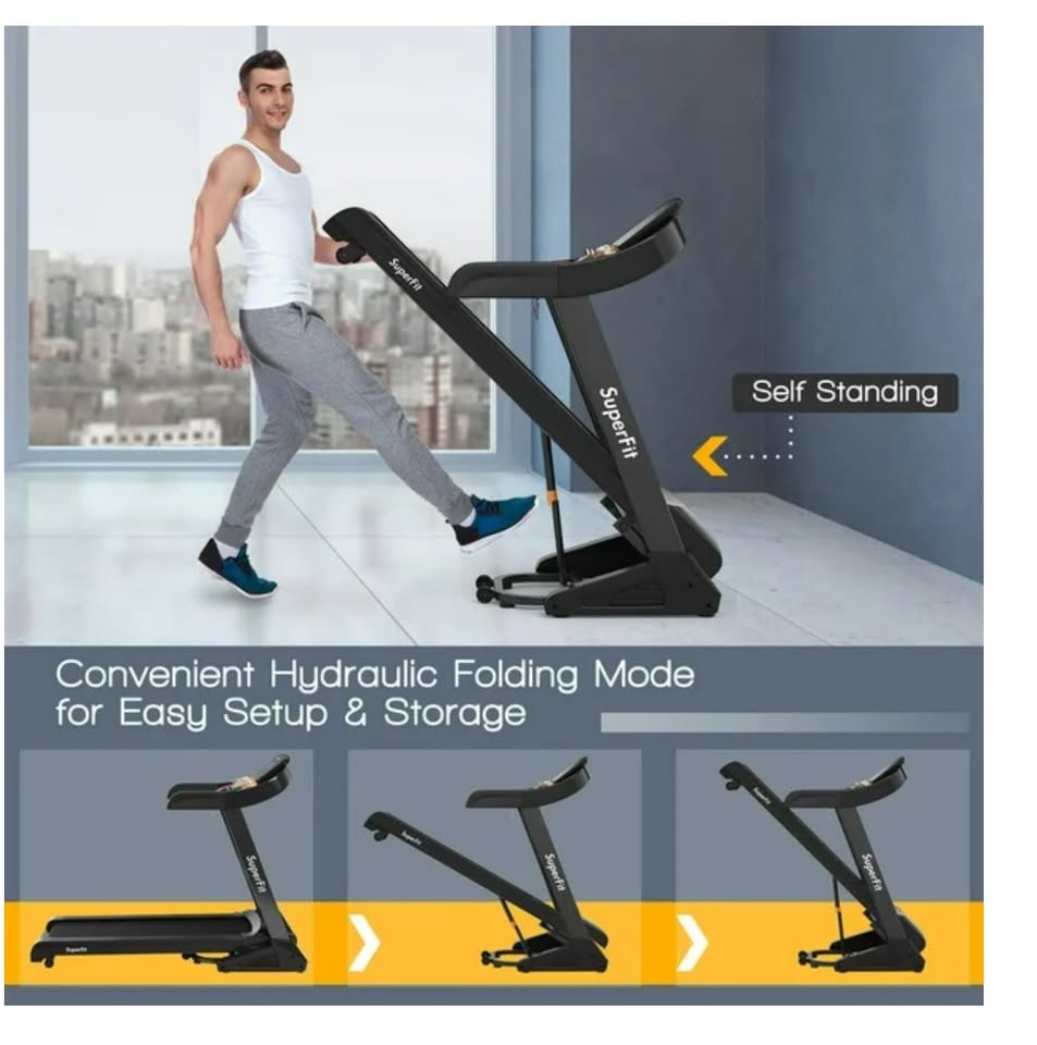 3.75HP Electric Folding Treadmill W/Auto Incline 12 Program APP Control