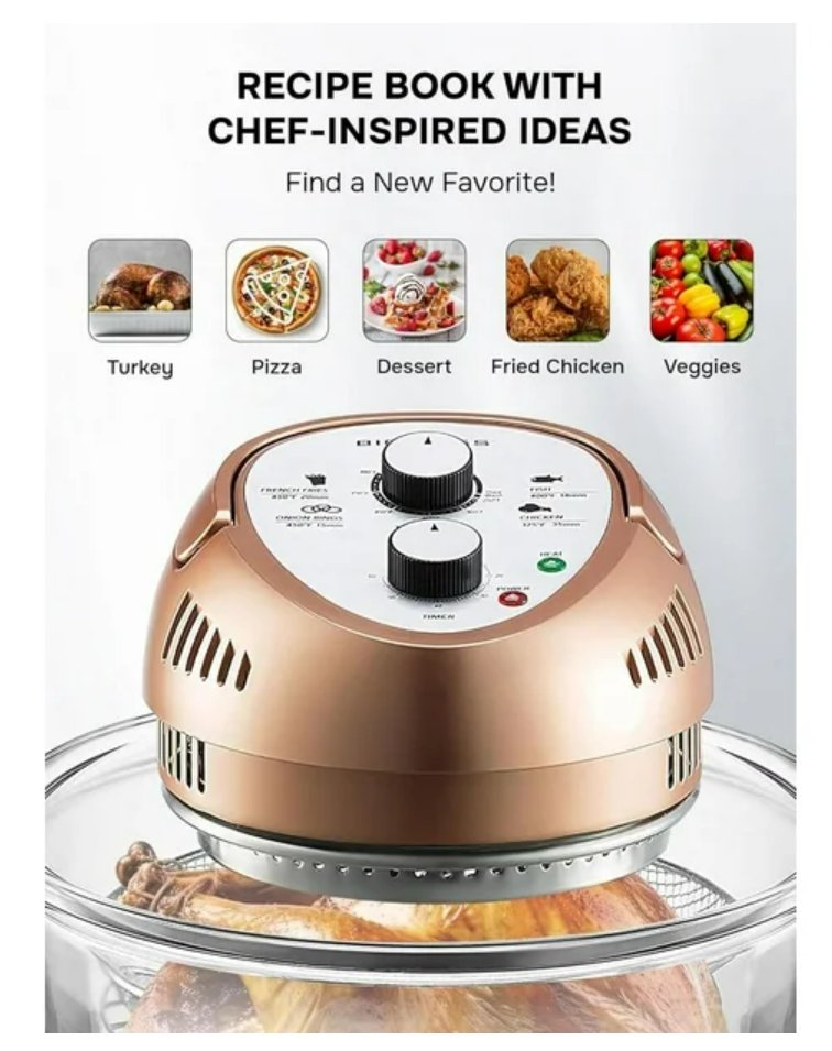 Gold air fryer with recipe book