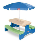 Little Tikes Easy Store Picnic Table with Umbrella - Blue\Green