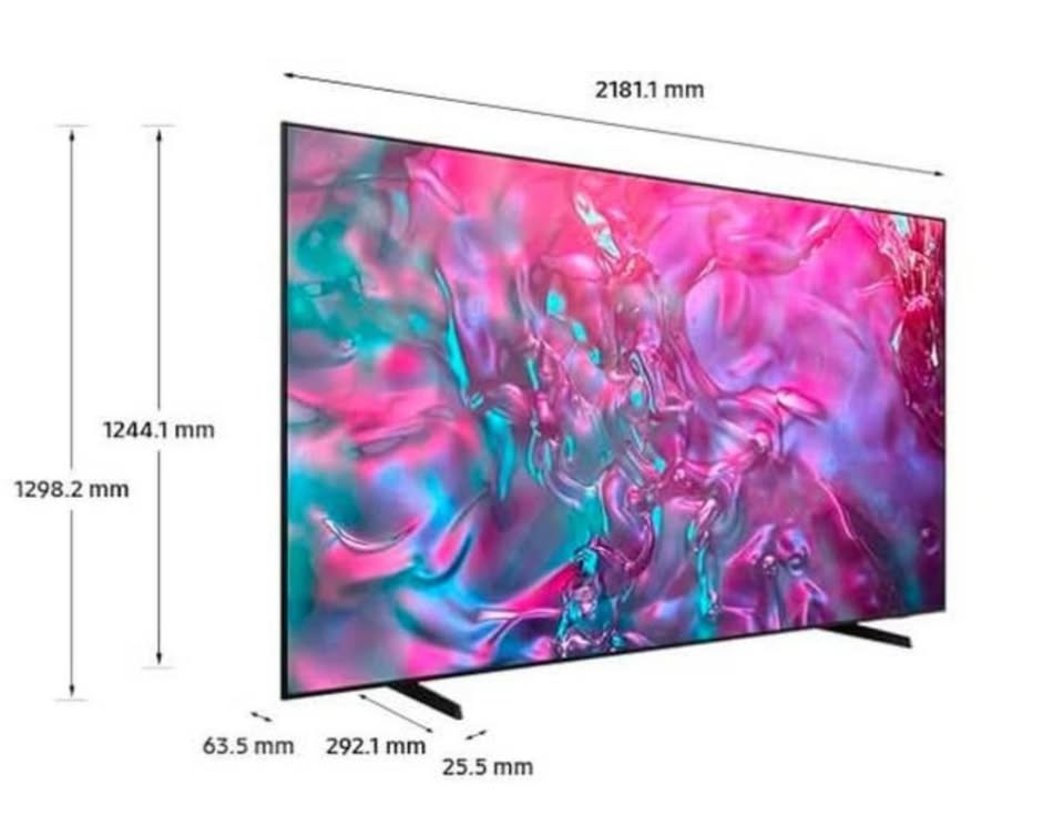 Smart TV with dimensions labeled